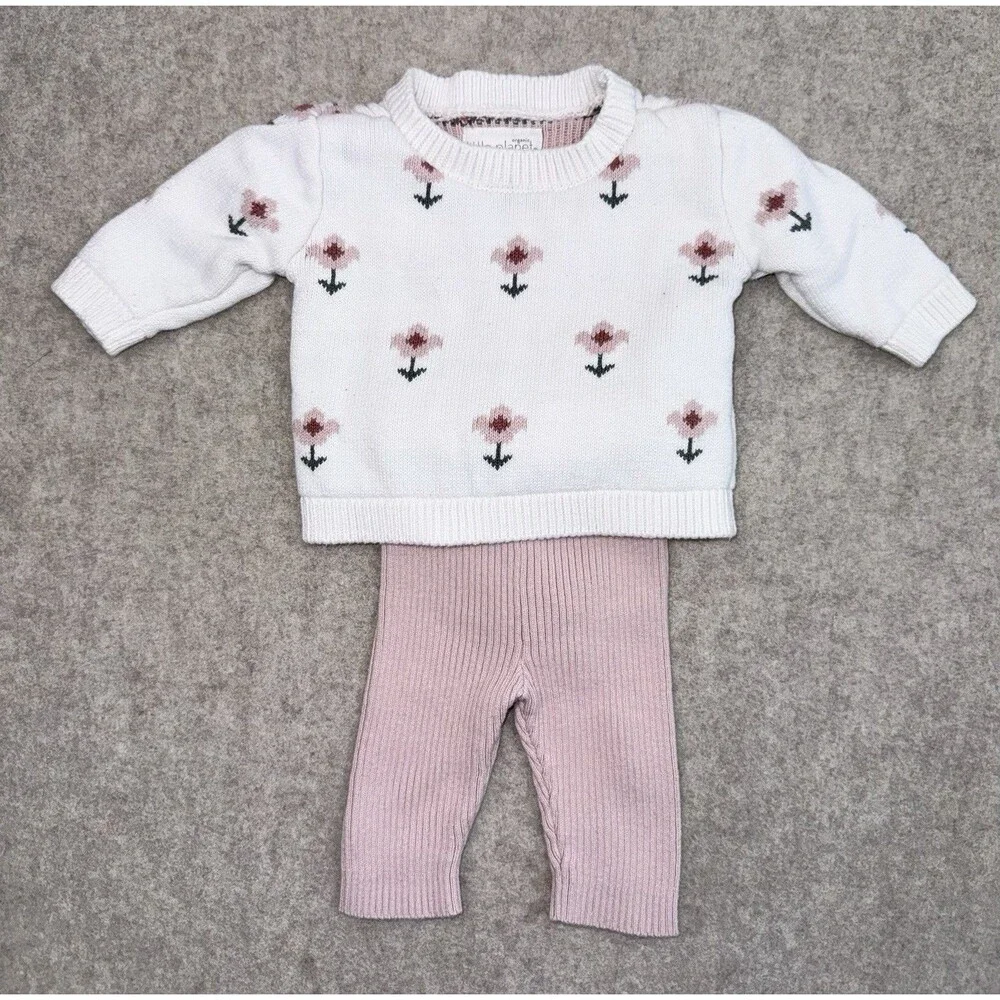 Little Planet By Carters Baby Girl Newborn 2 Piece Set Sweater Pants Adjustable